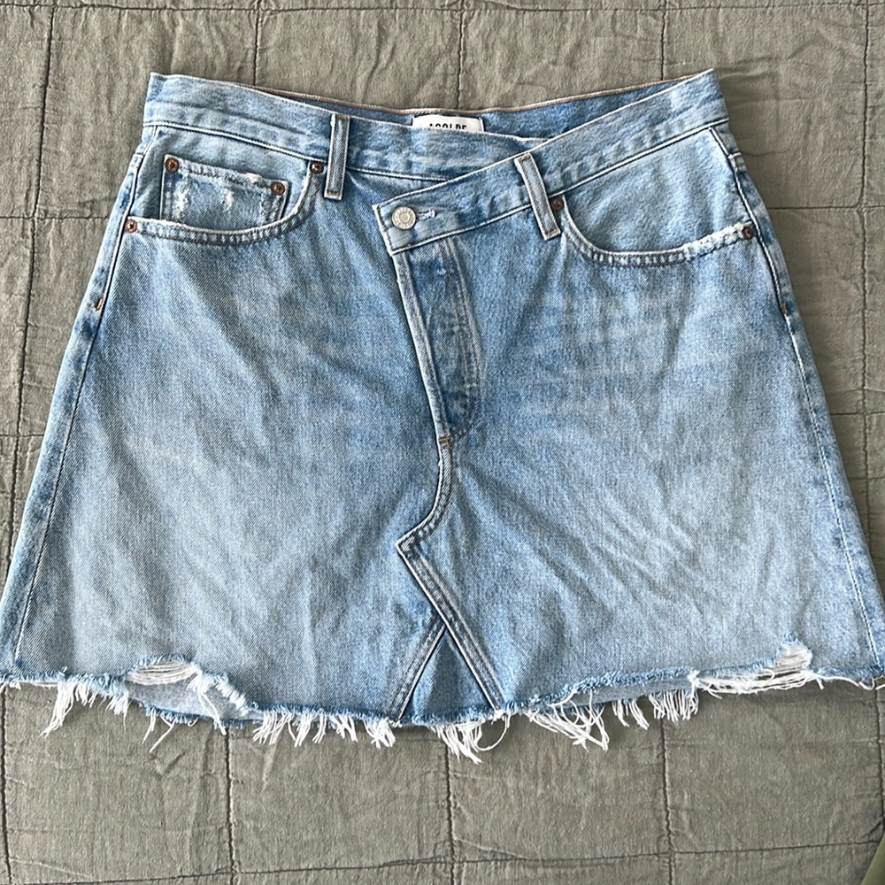 Agolde Light Blue Denim Mini Skirt